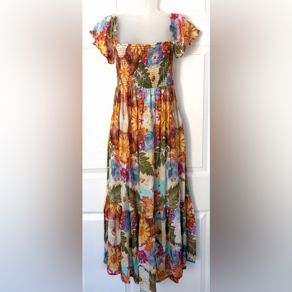 Anthropologie Moxy Collective Floral Maxi Dress Size XS Sheer - Picture 5 of 15